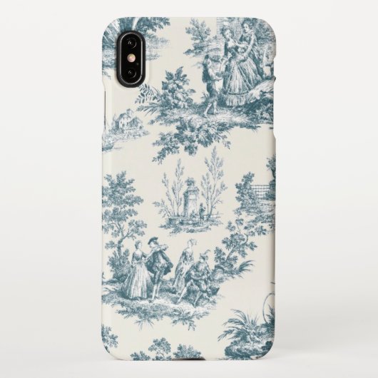 Französisches Toile de jouy sage grün elegant iPhone Hülle (Rückseite)
