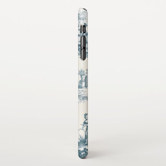 Französisches Toile de jouy sage grün elegant iPhone Hülle (Linke Seite)