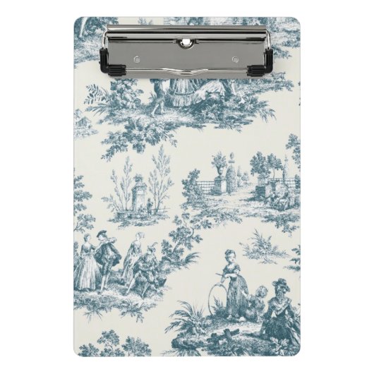 Französisches Toile de jouy sage grün elegant Mini Klemmbrett (Vorderseite)