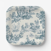 Französisches Toile de jouy sage grün elegant Pappteller (Vorderseite)