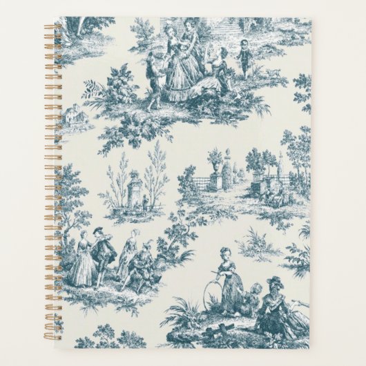 Französisches Toile de jouy sage grün elegant Planer (Vorderseite)