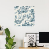 Französisches Toile de jouy sage grün elegant Poster (Heimbüro)