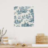 Französisches Toile de jouy sage grün elegant Poster (Küche)