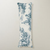 Französisches Toile de jouy sage grün elegant Seitenschläferkissen (Vorderseite Vertikal)