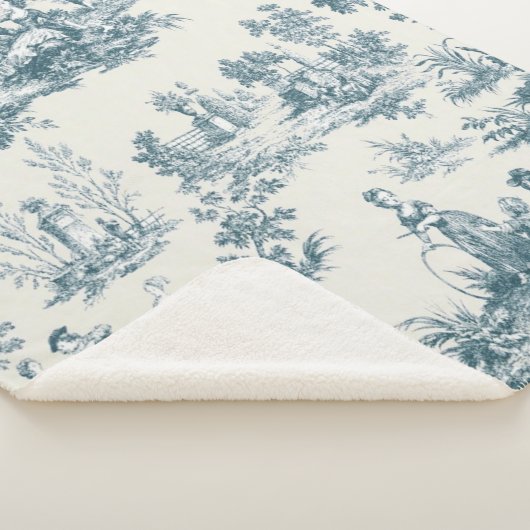 Französisches Toile de jouy sage grün elegant Sherpadecke (3/4)