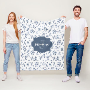 Französisches Toile-Monogramm-Name Wasserfarbe Bla Fleecedecke