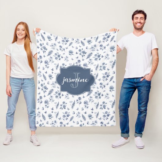 Französisches Toile-Monogramm-Name Wasserfarbe Bla Fleecedecke (Beispiel)
