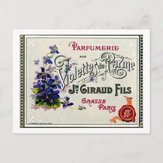 Französisches Veilchenparfüm-Label Postkarte (Vorderseite)