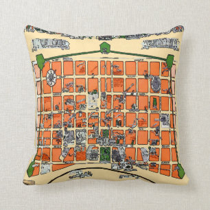 Französisches Viertel-alte New- Orleanskarte Kissen