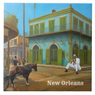 Französisches Viertel New Orleans Blau Grünes Haus Fliese