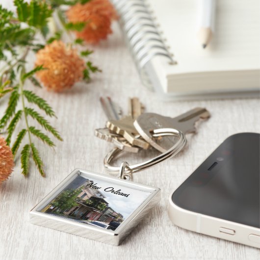 Französisches Viertel-Straßen-Ansicht New Orleans Schlüsselanhänger (Seite)