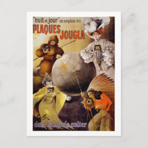 Französisches Vintage Poster wiederhergestellt Postkarte