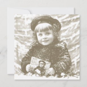 Französisches Vintage-Wintermädchen Weihnachten Fe Karte
