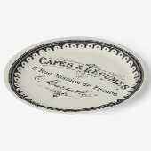 Französisches Vintages Café auf Beige Pappteller (Schrägansicht)