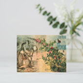 Französisches Vintages Pferd, Weibchen, Blumenstra Postkarte (Stehend Vorderseite)