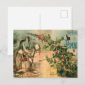 Französisches Vintages Pferd, Weibchen, Blumenstra Postkarte (Vorne/Hinten)