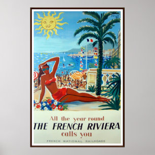 Französisches Vintages Reise-Plakat Rivieras Poster