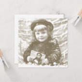 Französisches Vintages Wintermädchen Weihnachtsfes Karte (Vorderseite/Rückseite Beispiel)