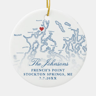 Französisch's Point Maine Map Hochzeit Foto Weihna Keramik Ornament