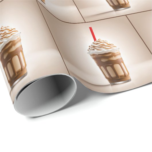 Frappe-Kaffee mit rotem Strohhalm Geschenkpapier (Rolleneckpunkt)