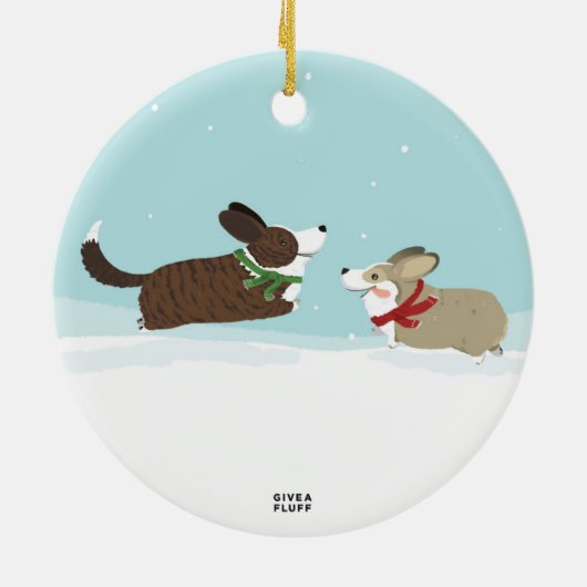 Frapping im Schnee Keramikornament (Hinten)