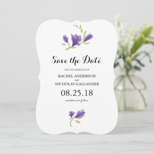 Frarant Freesia Petals | SAVE THE DATE (Stehend Vorderseite)