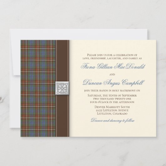 Fraser Ancient Junting Tartan Wedding Einladung (Vorderseite)