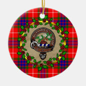Fraser Clan Abzeichen & Tartan Personalisierte Wei Keramik Ornament (Vorne)