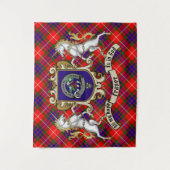 Fraser Clan Abzeichen & Unicorns mit Tartan Wandteppich (Vorderseite)