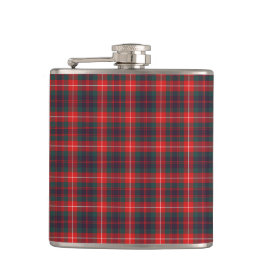Fraser Clan Bright Red and Navy Blue Modern Tartan Flachmann