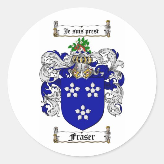 FRASER-FAMILIENWAPPEN - FRASER-SCHUTZ VON WAFFEN RUNDER AUFKLEBER (Vorderseite)