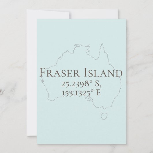 Fraser Island Australia - Latitude & Longitude Karte (Vorderseite)