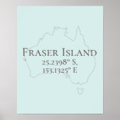 Fraser Island Australia - Latitude & Longitude Poster (Vorne)