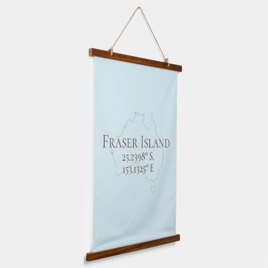 Fraser Island Australia - Latitude & Longitude Wandteppich Mit Holzrahmen (Gewinkelt)