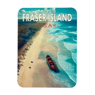 Fraser Island K'gari Australien Reise Kunst Vintag Magnet