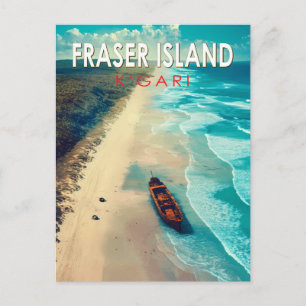 Fraser Island K'gari Australien Reise Kunst Vintag Postkarte