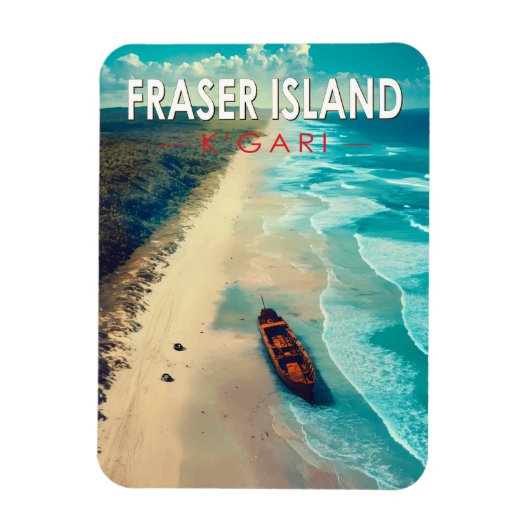 Fraser Island K'gari Australien Reisen Vintag Magnet (Vertikal)