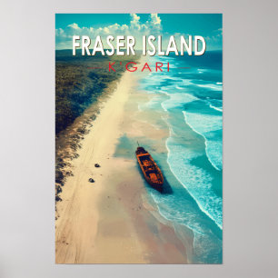Fraser Island K'gari Australien Reisen Vintag Poster