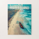 Fraser Island K'gari Australien Reisen Vintag Puzzle<br><div class="desc">Fraser Island im Stil der Vektorkunst. K'gari,  auch bekannt unter seinem früheren Namen Fraser Island,  ist eine Sandinsel,  die zum Weltkulturerbe gehört und an der Südostküste liegt.</div>