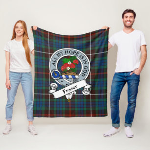 Fraser Jagen Ancient Clan Abzeichen Tartan Kariert Fleecedecke