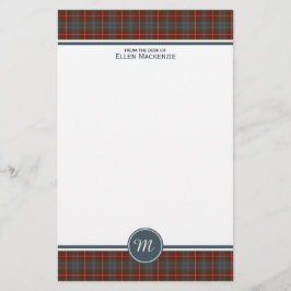 Fraser Lovat Weathered Tartan Monogram Stationer Briefpapier