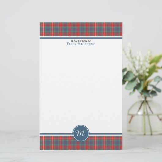 Fraser of Lovat Ancient Tartan Monogram Stationery Briefpapier (Stehend Vorderseite)