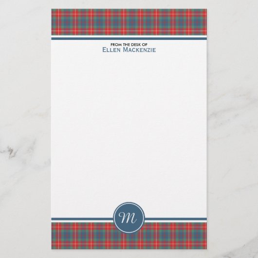 Fraser of Lovat Ancient Tartan Monogramm-Papier Briefpapier (Vorderseite)