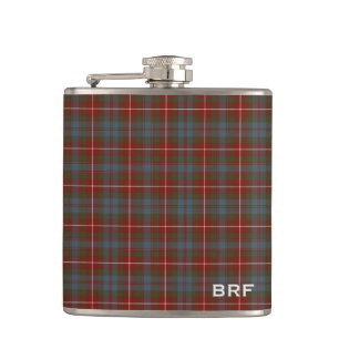 Fraser of Lovat verwitterter Tartan Monogramm Flachmann