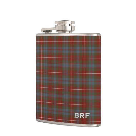 Fraser of Lovat Weathered Tartan Monogram Flachmann (Links)