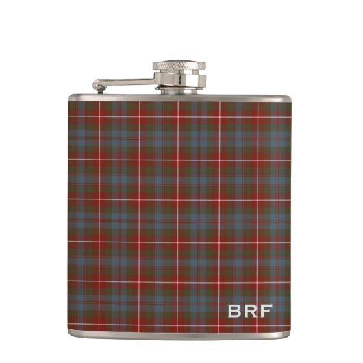 Fraser of Lovat Weathered Tartan Monogram Flachmann (Vorderseite)