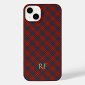 Fraser Offizielles Tartan mit Monogramm/Name iPhone Hülle (Rückseite)