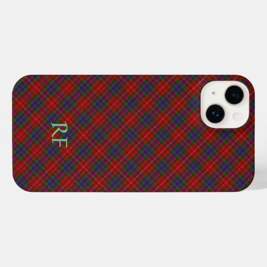 Fraser Offizielles Tartan mit Monogramm/Name iPhone Hülle (Rückseite (Horizontal))
