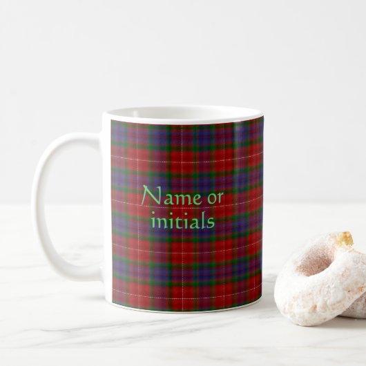 Fraser Offizielles Tartan mit Monogramm/Name Kaffeetasse (Mit Donut)