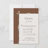 Fraser Red Scottish Tartan Wedding RSVP Karte (Vorderseite)